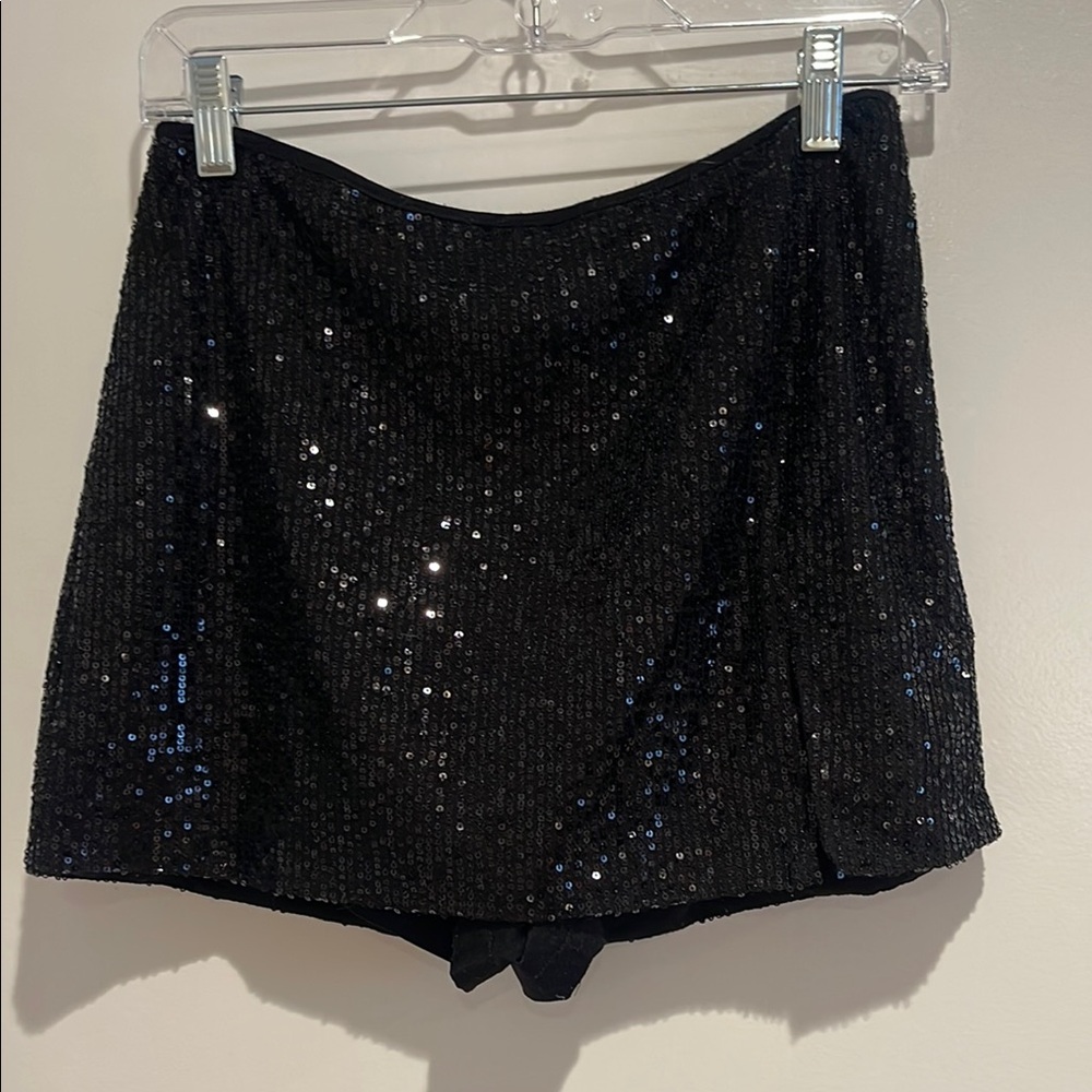 Cotton Candy Black Sequin Mini Skirt
